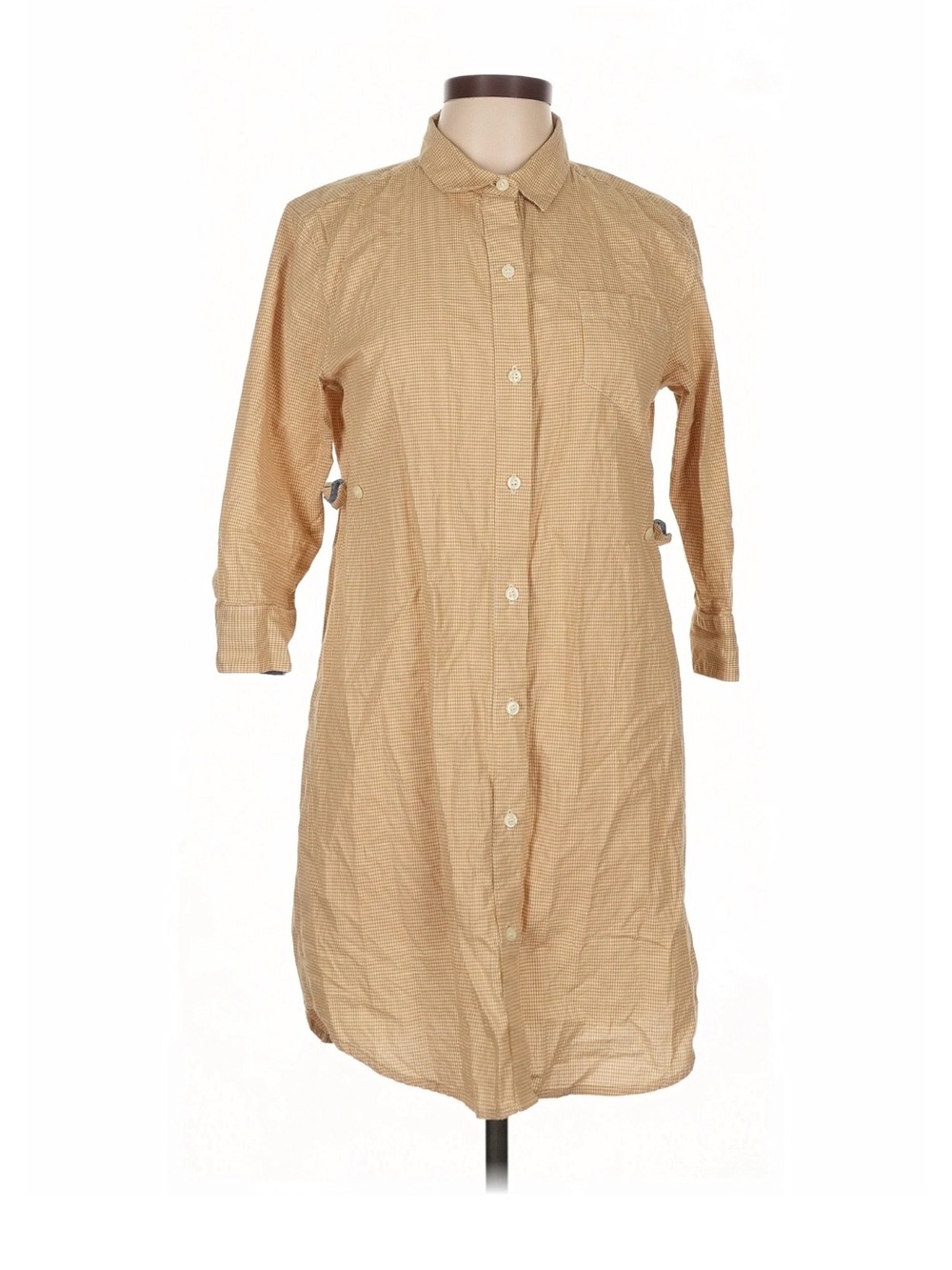 Betabrand shirt dress Light Micro-Check Button-Down with Chambray Cuffs